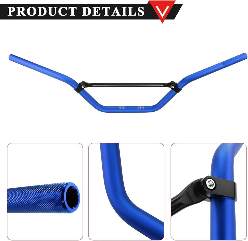 PRO BAT 7/8" Mid Handlebars Handle Bars Fit ATV Pit Dirt Bike Offroad Motorcycle, Blue - Image 3